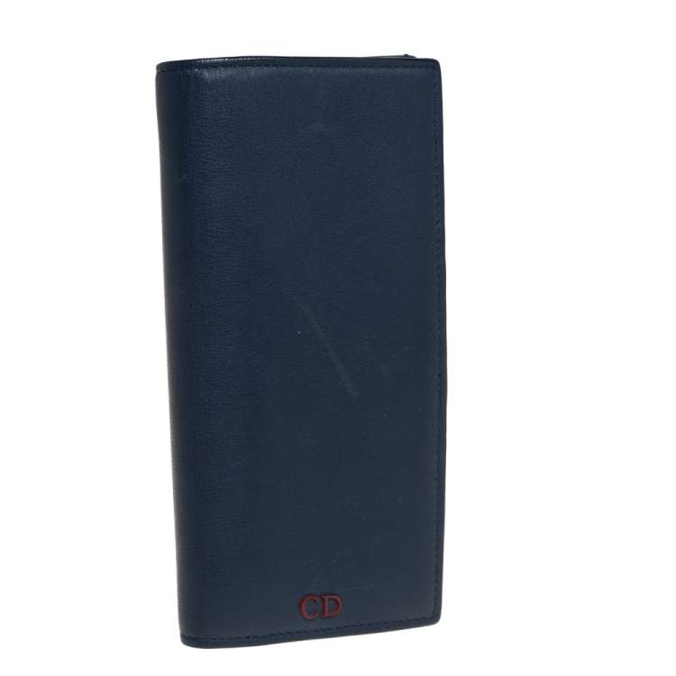 Pre Owned Dior Blue Leather Long Wallet
