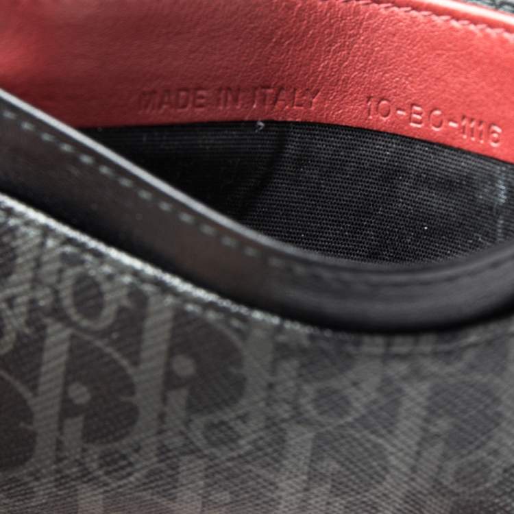 Pre Owned Dior Homme Black Oblique Coated Canvas and Leather Darklight Vanite Card Holder