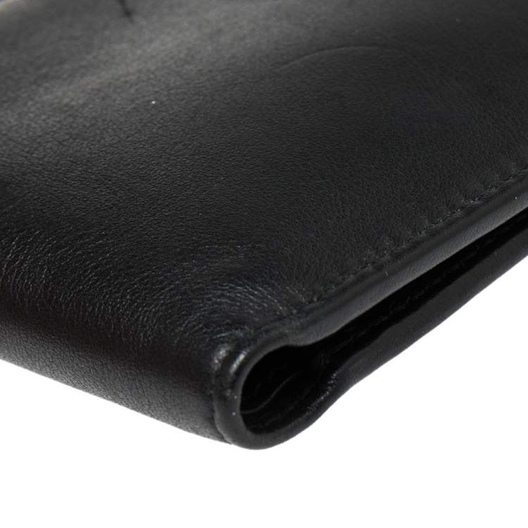 Pre Owned Dior Homme Black Leather Signature Bifold Wallet