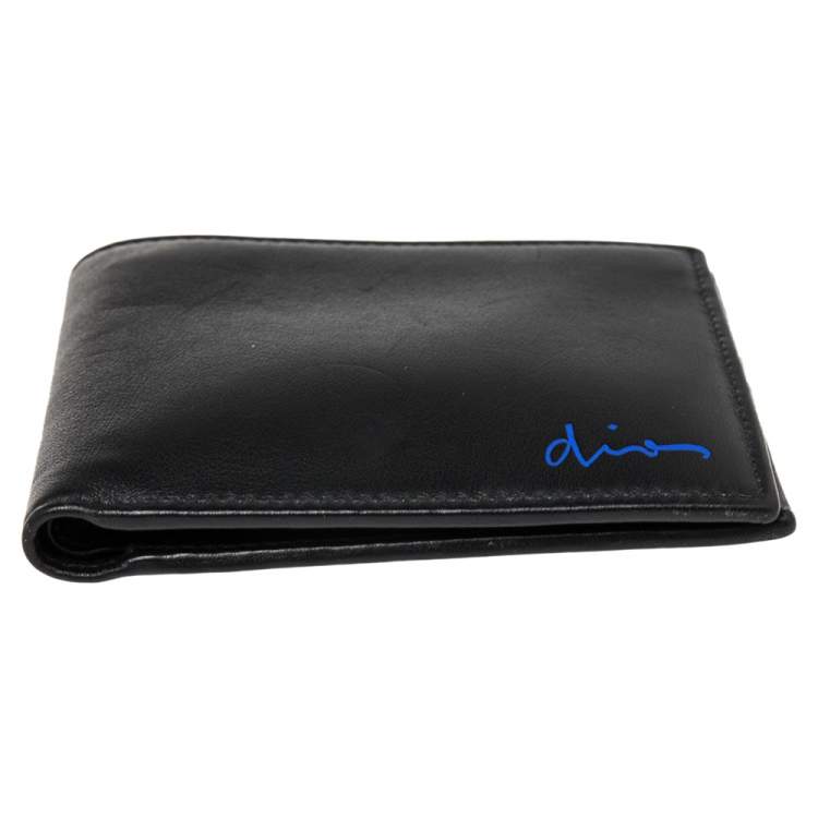 Pre Owned Dior Homme Black Leather Signature Bifold Wallet