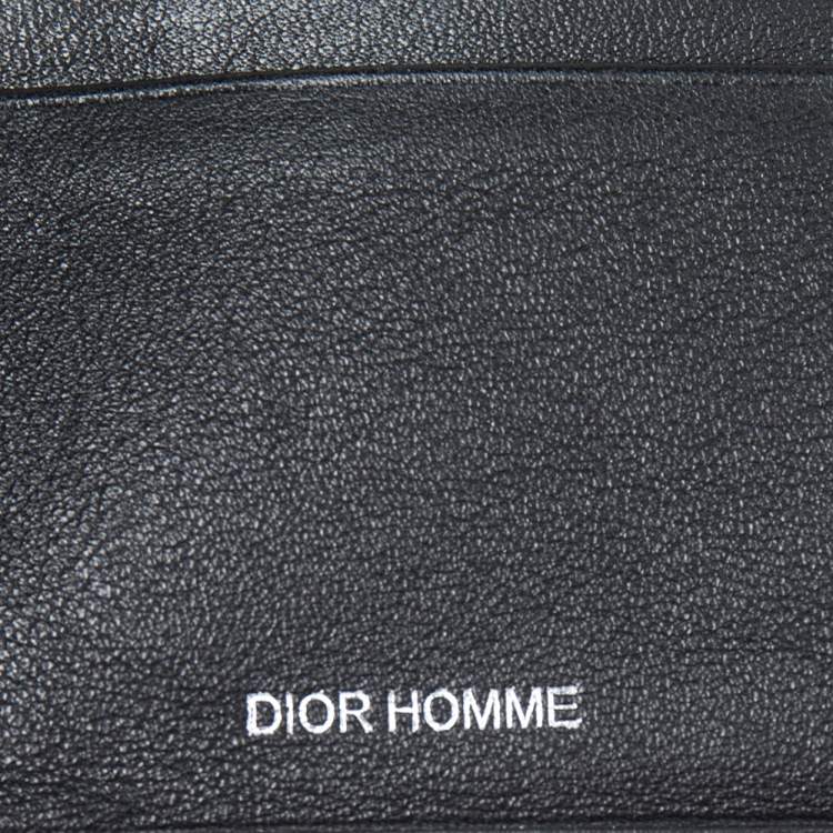 Pre Owned Dior Homme Black Leather Signature Bifold Wallet