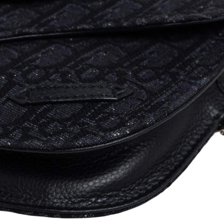 Pre Owned Dior Black Oblique Canvas and Leather Saddle Messenger Bag