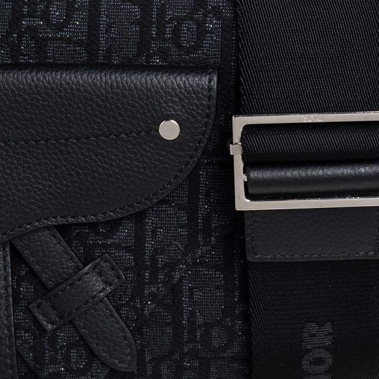 Pre Owned Dior Black Oblique Canvas and Leather Saddle Messenger Bag