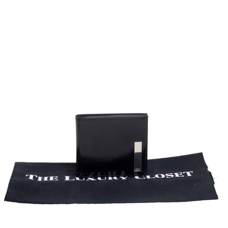 Pre Owned Dior Black Glossy Leather Bifold Wallet