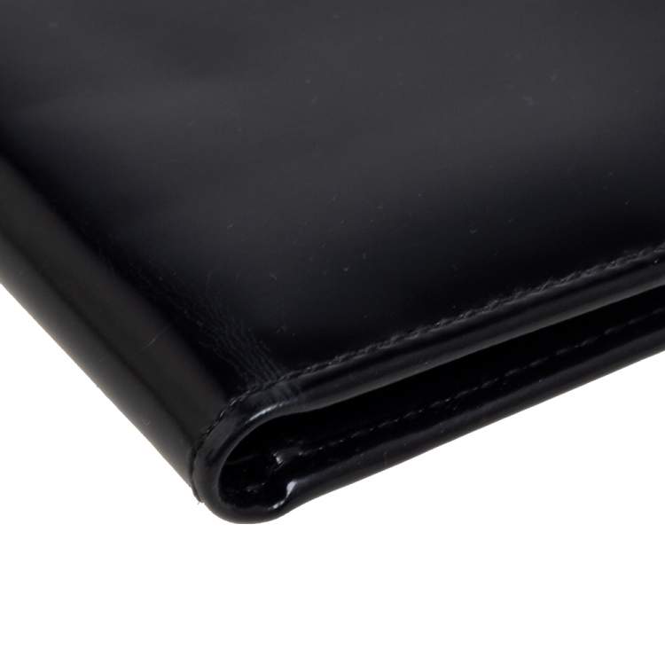 Pre Owned Dior Black Glossy Leather Bifold Wallet
