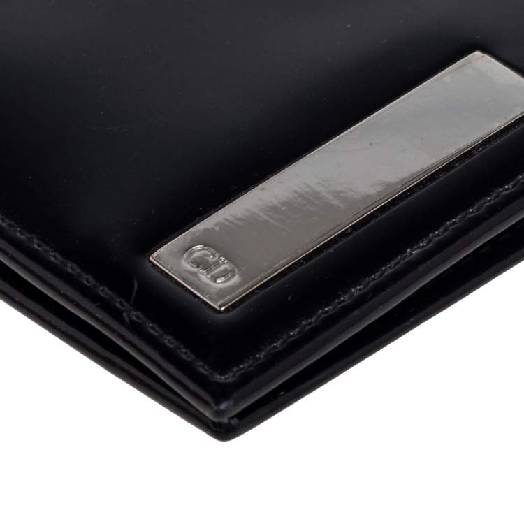 Pre Owned Dior Black Glossy Leather Bifold Wallet