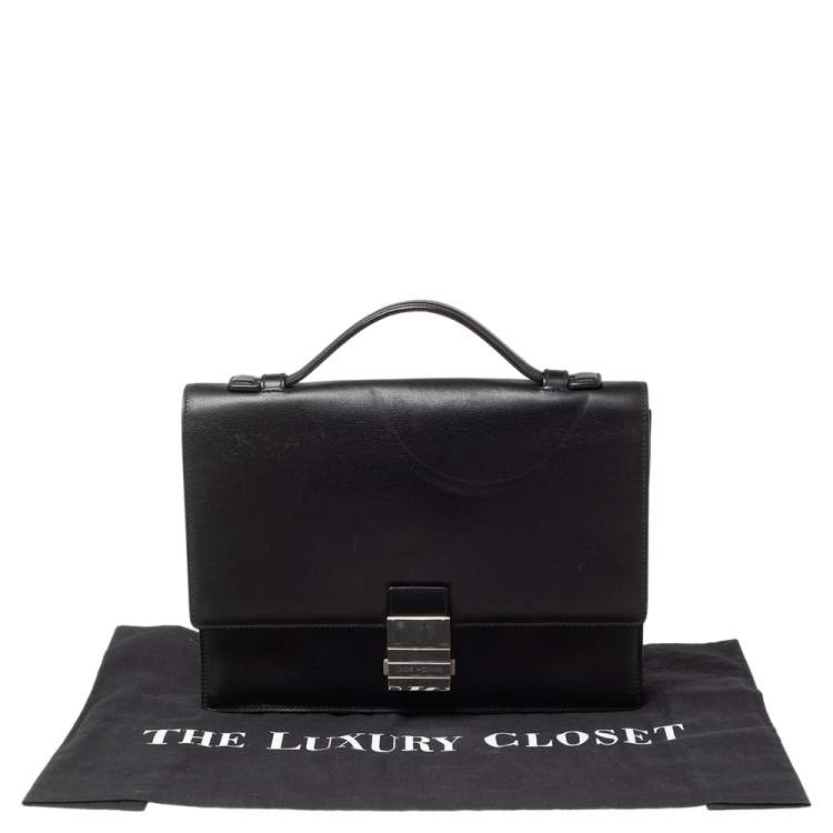 Pre Owned Dior Black Leather Small Briefcase