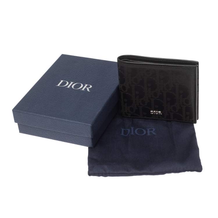 Pre Owned Dior Black Oblique Galaxy Leather Wallet