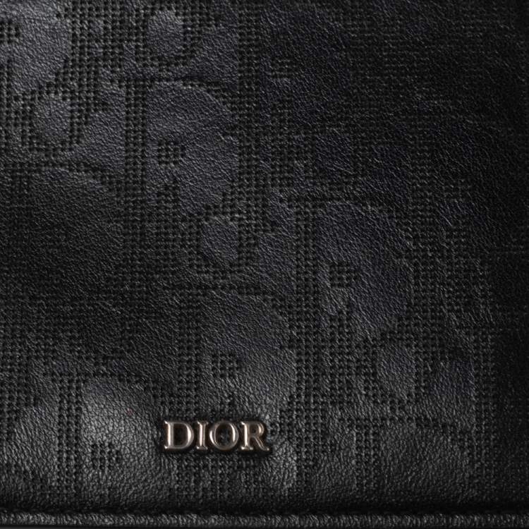 Pre Owned Dior Black Oblique Galaxy Leather Wallet