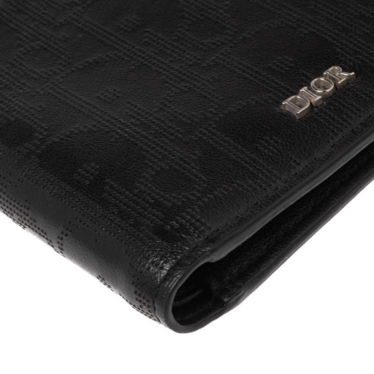 Pre Owned Dior Black Oblique Galaxy Leather Wallet
