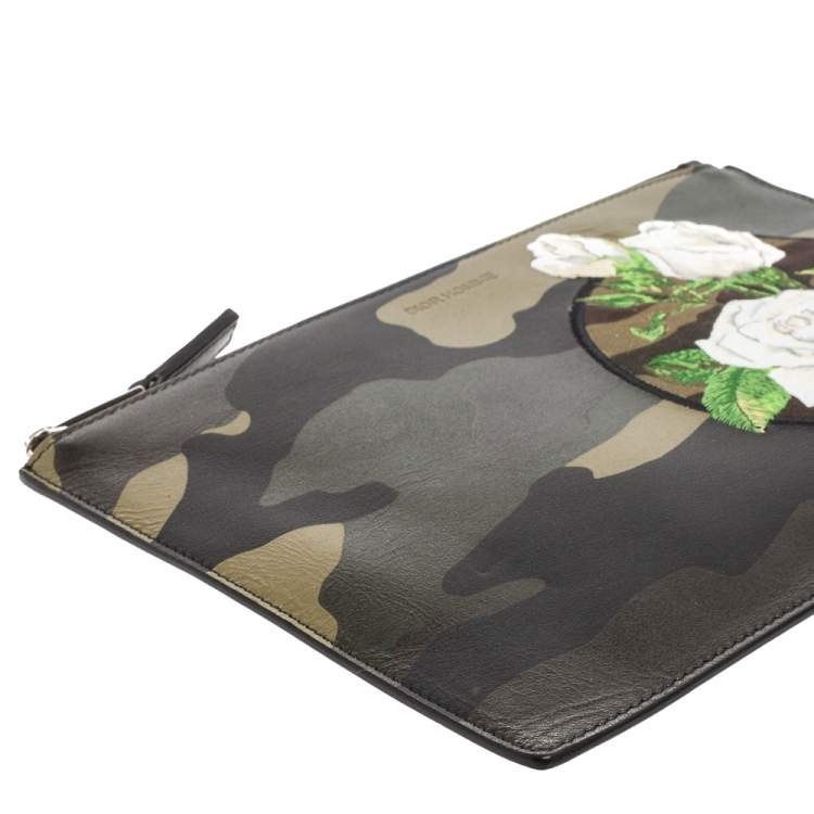 Pre Owned Dior Homme By Kris Van Camouflage Leather Zip Pouch