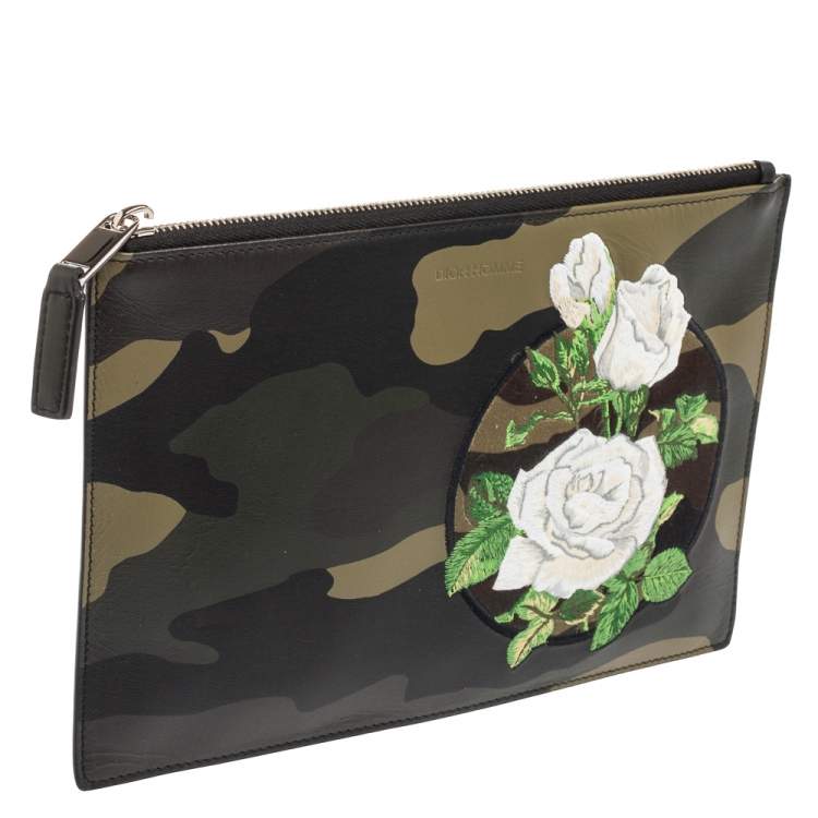 Pre Owned Dior Homme By Kris Van Camouflage Leather Zip Pouch