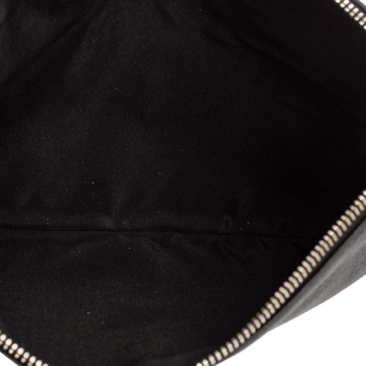 Pre Owned Dior Black Grained Leather Top Zip Slim Clutch