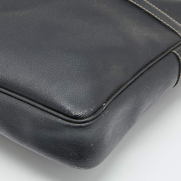 Pre Owned Dior Black Honeycomb Coated Canvas and Leather Vintage Briefcase 