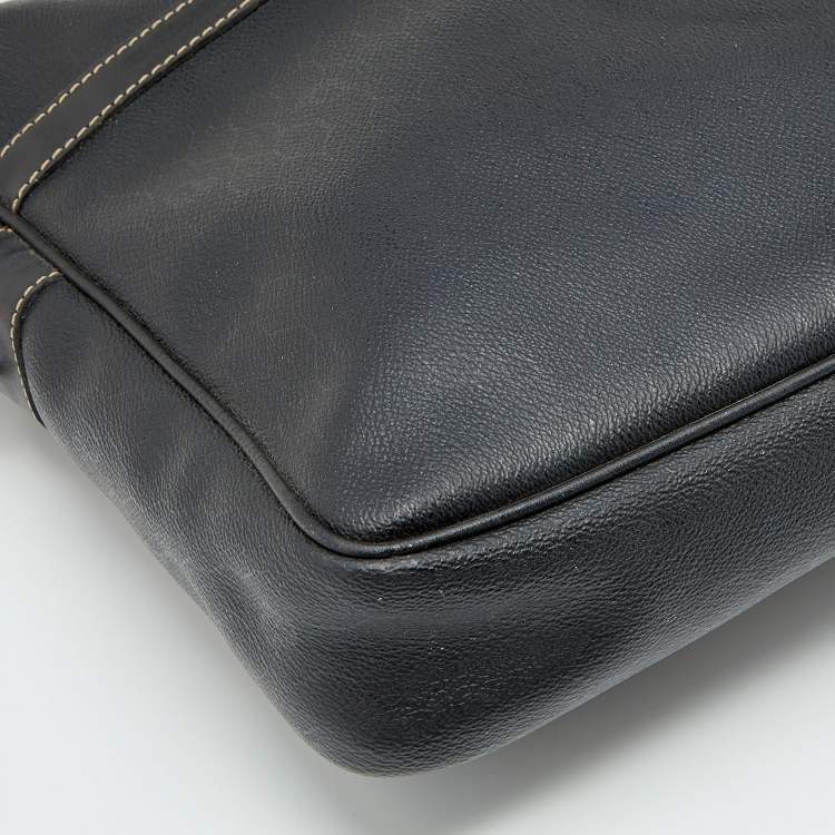 Pre Owned Dior Black Honeycomb Coated Canvas and Leather Vintage Briefcase 