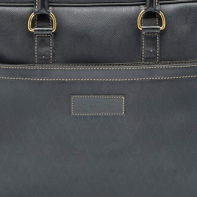 Pre Owned Dior Black Honeycomb Coated Canvas and Leather Vintage Briefcase 