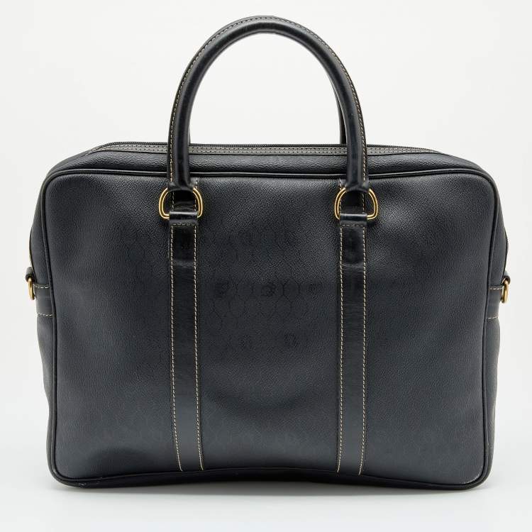 Pre Owned Dior Black Honeycomb Coated Canvas and Leather Vintage Briefcase 
