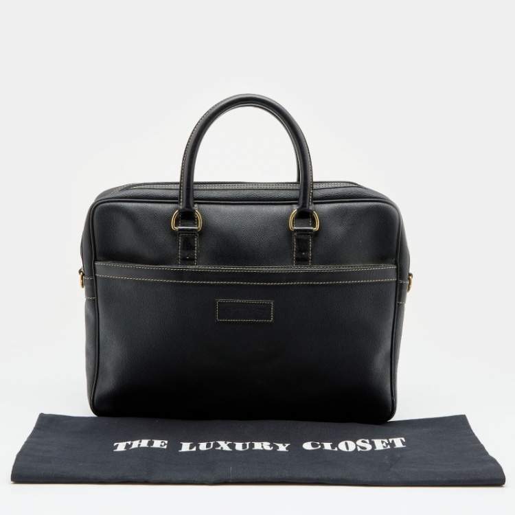 Pre Owned Dior Black Honeycomb Coated Canvas and Leather Vintage Briefcase 