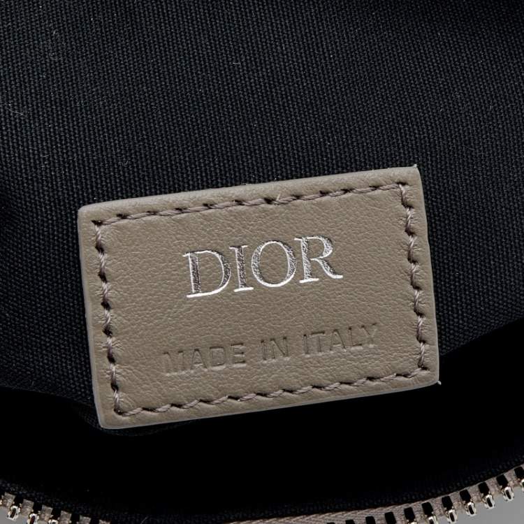Pre Owned Dior Grey Perforated Oblique Leather Saddle Body Bag