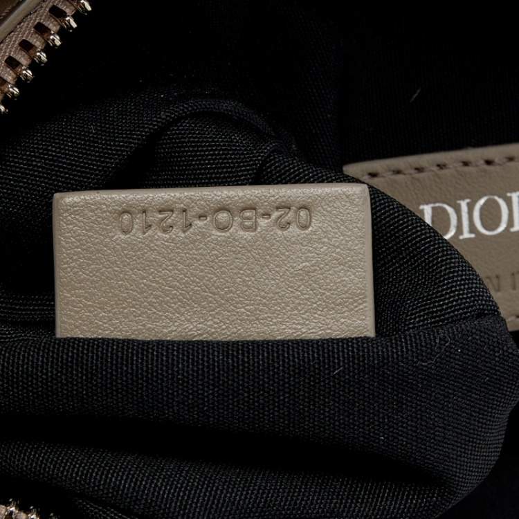 Pre Owned Dior Grey Perforated Oblique Leather Saddle Body Bag