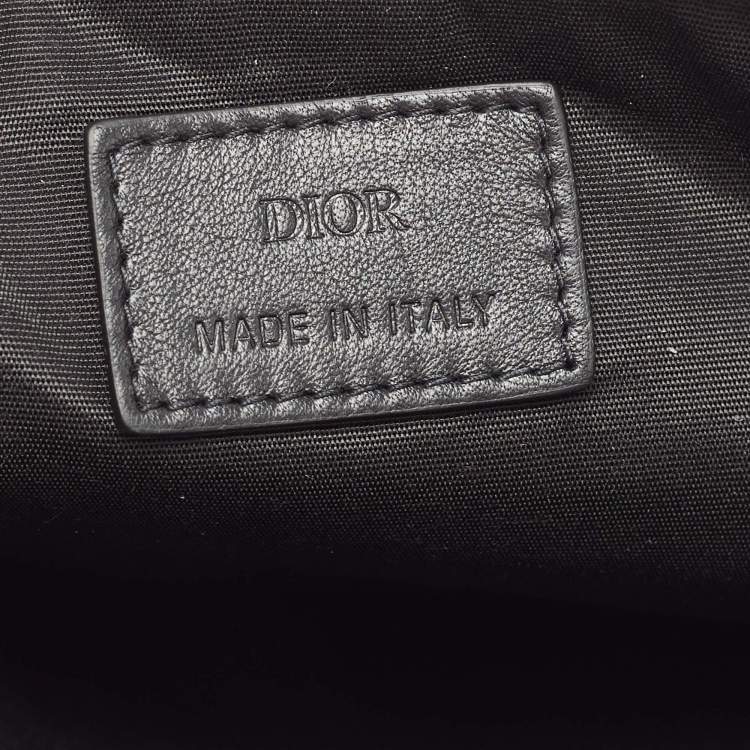 Pre Owned Dior Blue/Black Oblique Print Nylon Zip Pouch