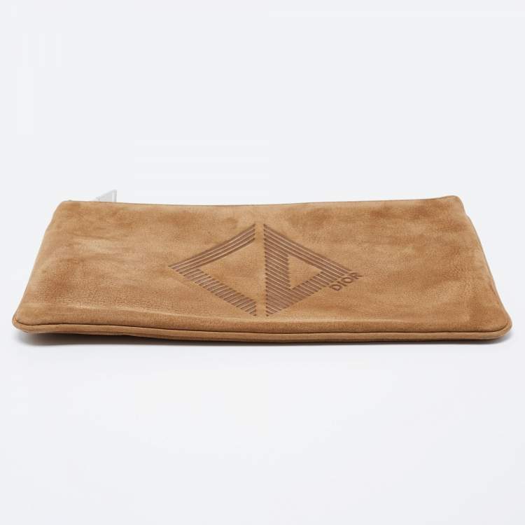 Pre Owned Dior Tan Nubuck Zip Pouch