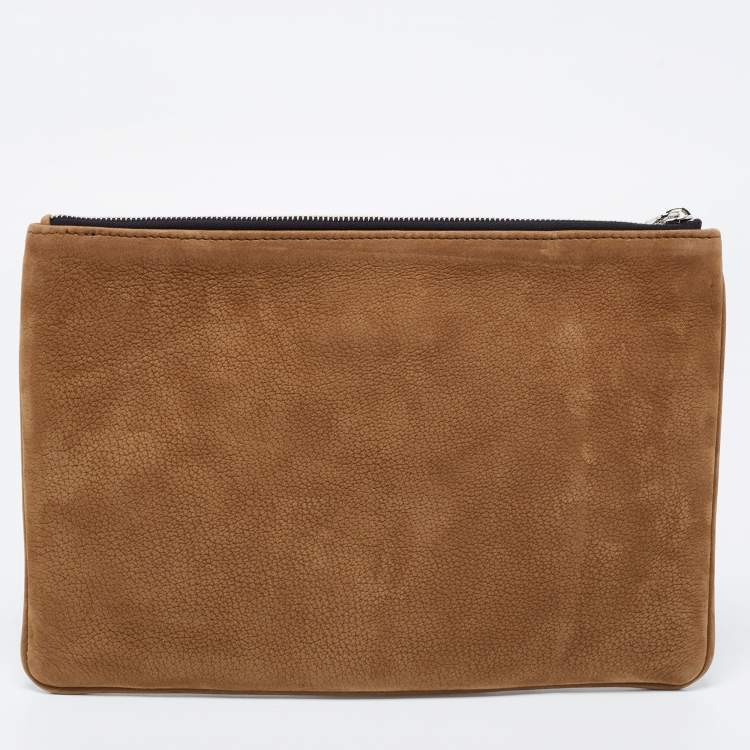 Pre Owned Dior Tan Nubuck Zip Pouch