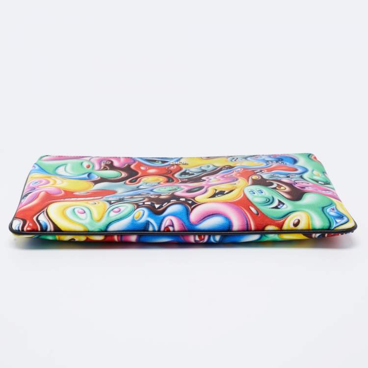 Pre Owned Dior X Kenny Scharf Multicolor Nylon and Leather Zip Pouch