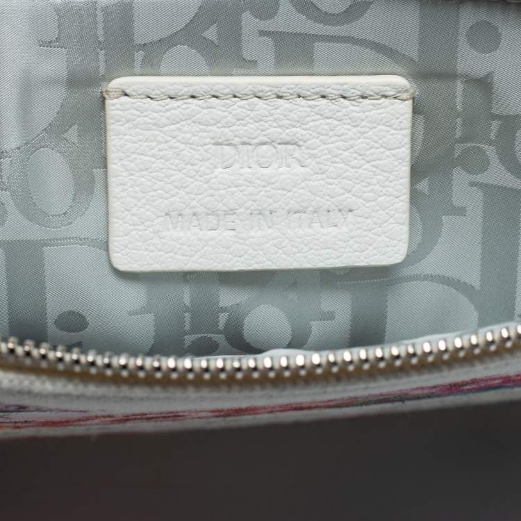Pre Owned Dior White Floral Print Canvas 30 Avenue Montaigne Zip Pouch