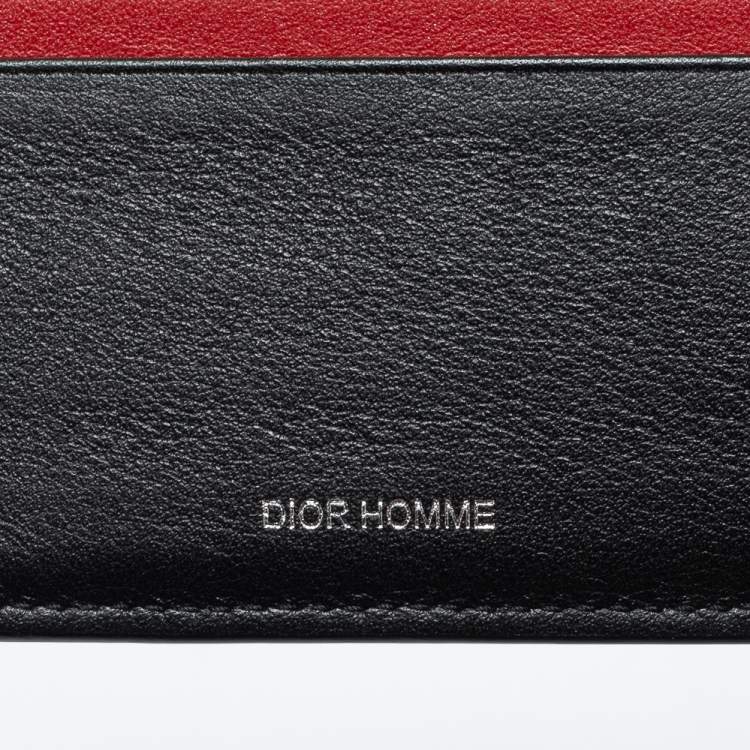 Pre Owned Dior Homme Black Oblique Coated Canvas Bifold Compact Wallet