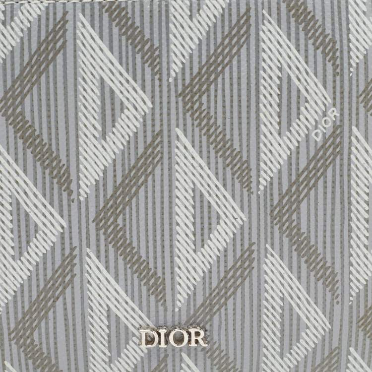 Pre Owned Dior Grey CD Diamond Coated Canvas Bifold Compact Wallet 