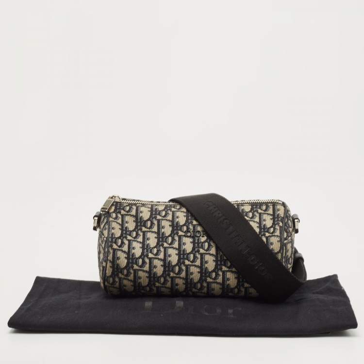 Pre Owned Dior Navy Blue/Black Oblique Canvas Roller Messenger Bag