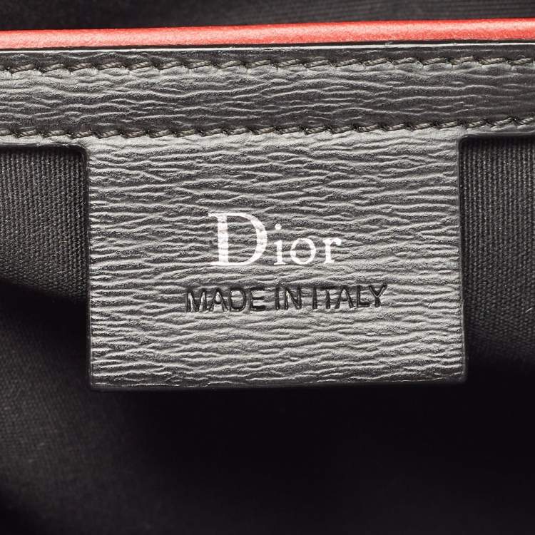 Pre Owned Dior Black Oblique Coated Canvas and Leather Zip Pouch