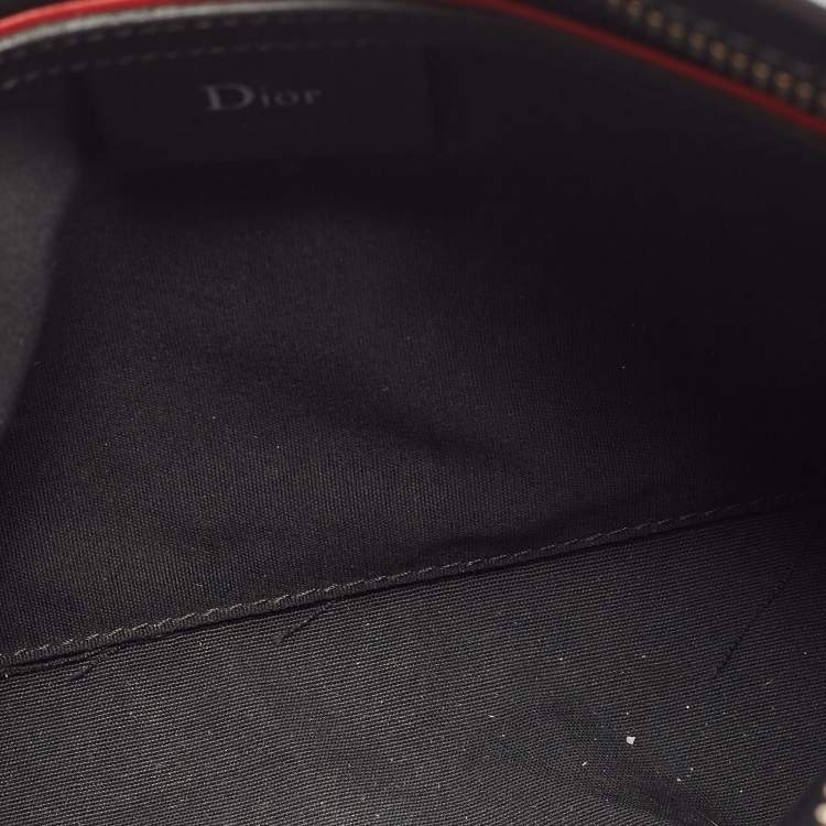 Pre Owned Dior Black Oblique Coated Canvas and Leather Zip Pouch