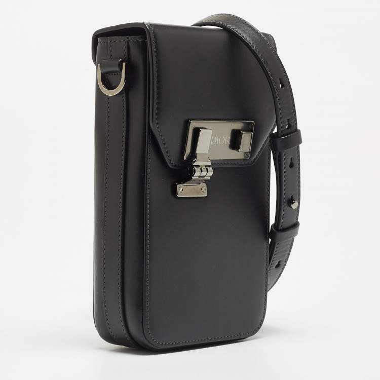 Pre Owned Dior Black Leather Vertical Pouch Bag