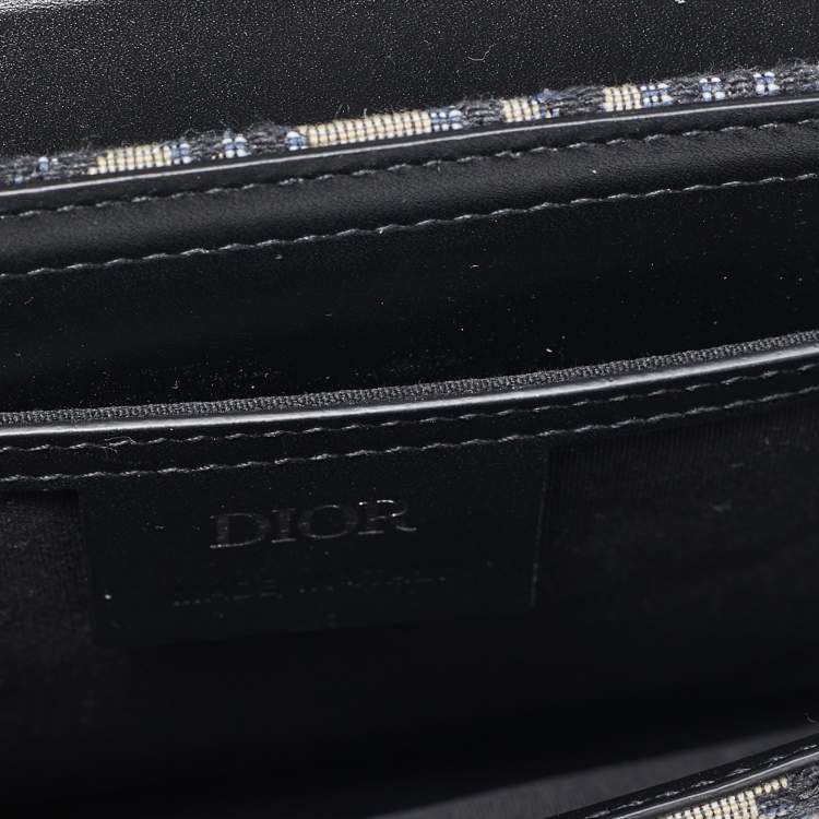 Pre Owned Dior Black/Blue Oblique Canvas and Leather Lock Messenger Bag