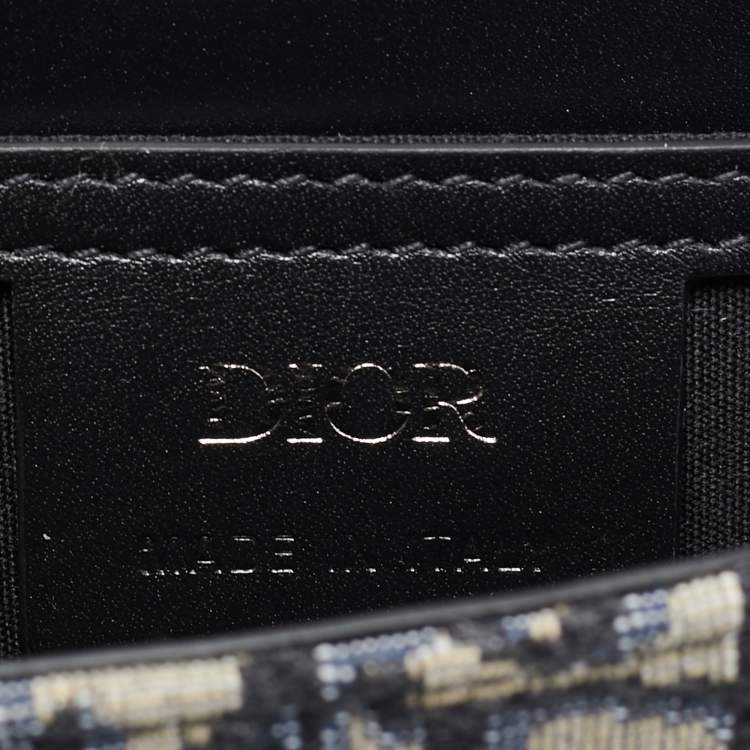 Pre Owned Dior Black/Blue Oblique Canvas and Leather Lock Messenger Bag