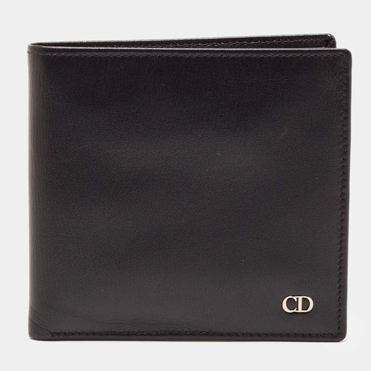 Pre Owned Dior Black Leather CD Icon Bifold Wallet 