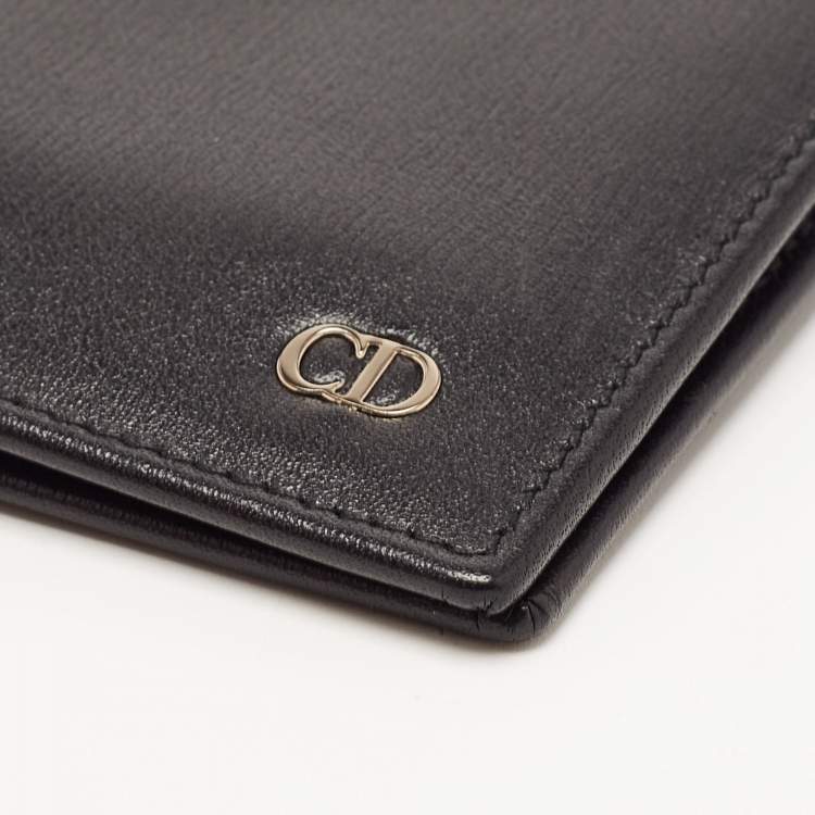 Pre Owned Dior Black Leather CD Icon Bifold Wallet 