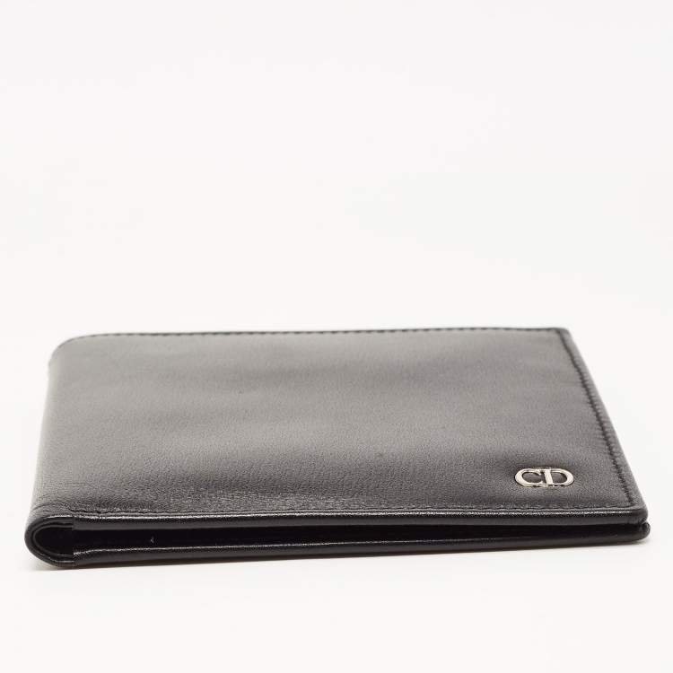 Pre Owned Dior Black Leather CD Icon Bifold Wallet 