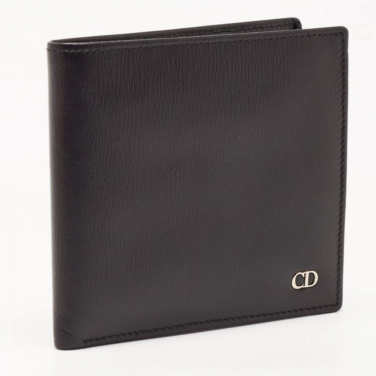 Pre Owned Dior Black Leather CD Icon Bifold Wallet 