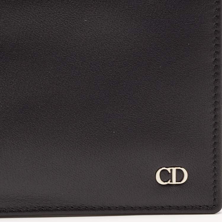 Pre Owned Dior Black Leather CD Icon Bifold Wallet 