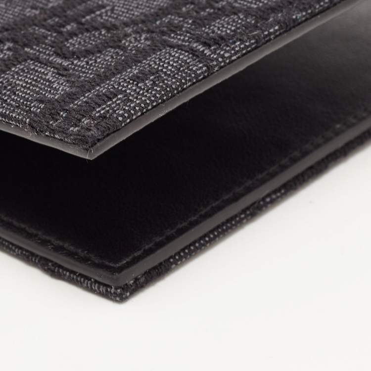 Pre Owned Dior Black Oblique Jacquard Bifold Wallet