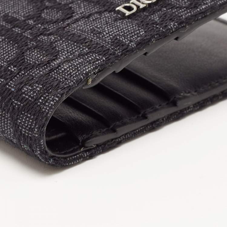 Pre Owned Dior Black Oblique Jacquard Bifold Wallet