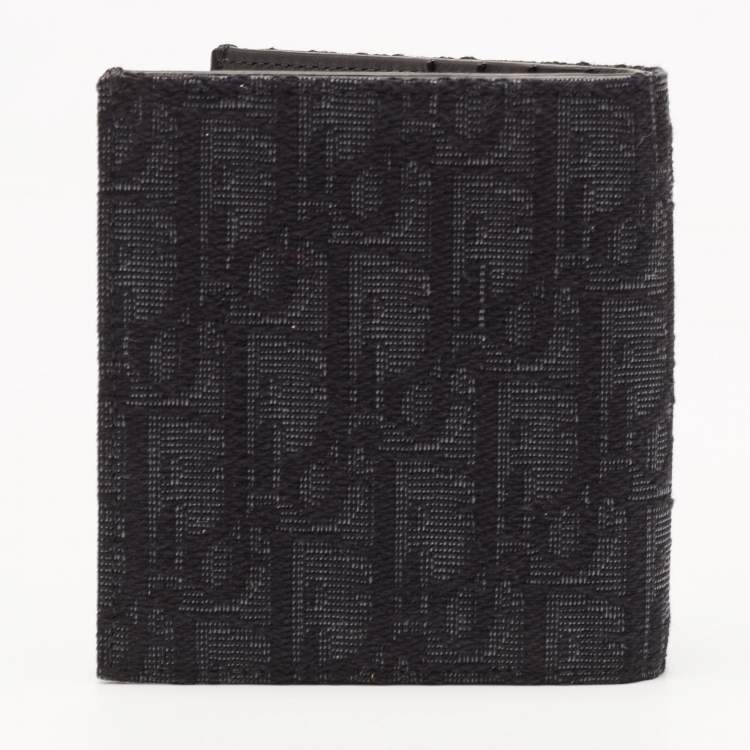 Pre Owned Dior Black Oblique Jacquard Bifold Wallet
