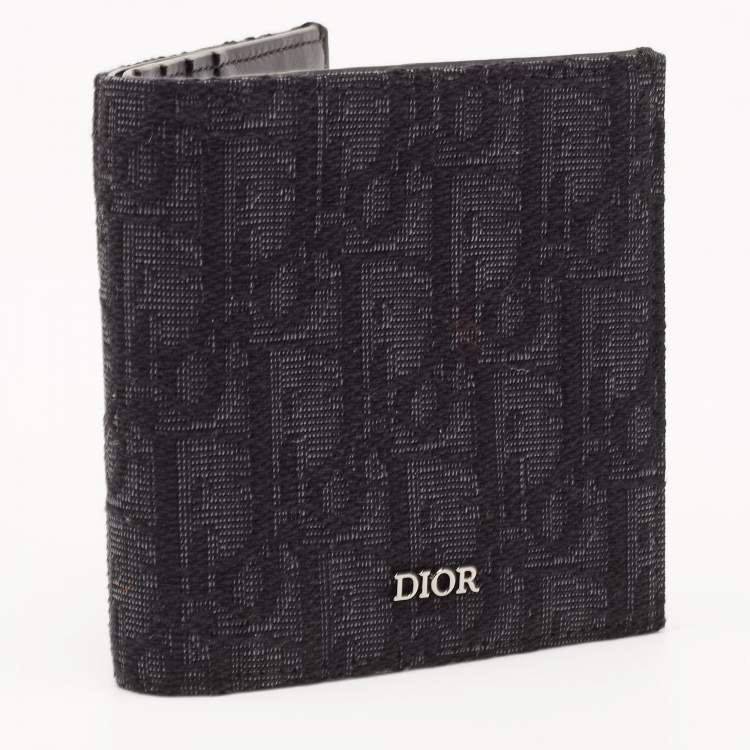 Pre Owned Dior Black Oblique Jacquard Bifold Wallet