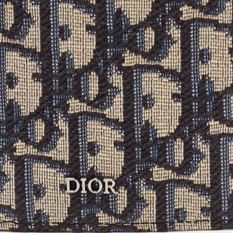 Pre Owned Dior Black/Beige Oblique Jacquard Bifold Wallet