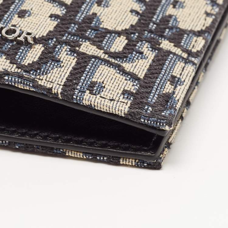 Pre Owned Dior Black/Beige Oblique Jacquard Bifold Wallet