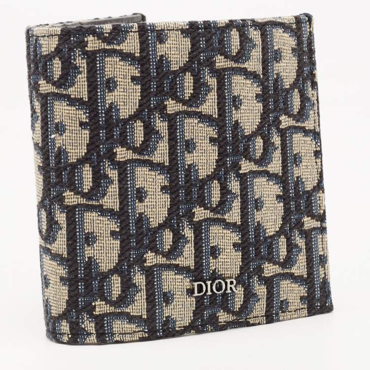 Pre Owned Dior Black/Beige Oblique Jacquard Bifold Wallet