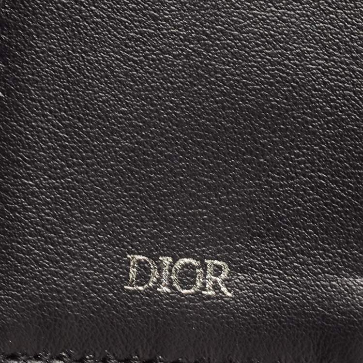 Pre Owned Dior Black/Beige Oblique Jacquard Bifold Wallet